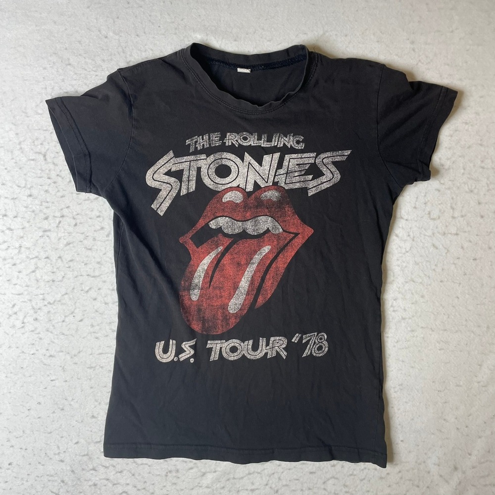 The Rolling Stones Graphic Tee Womens Size Medium Black US Tour 78 Band Shirt